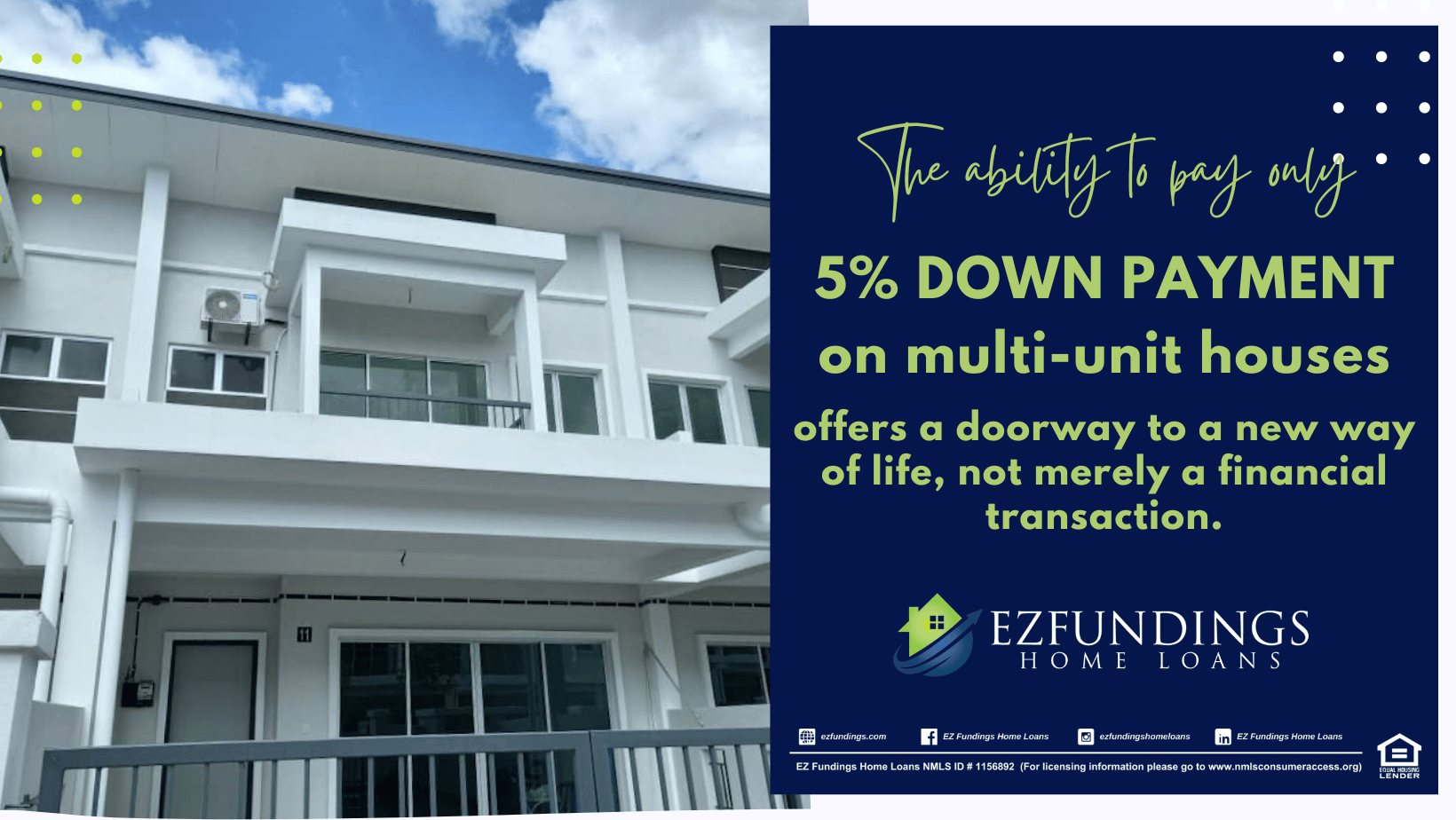 "5% Down Payment on Multi-Unit Properties" background.